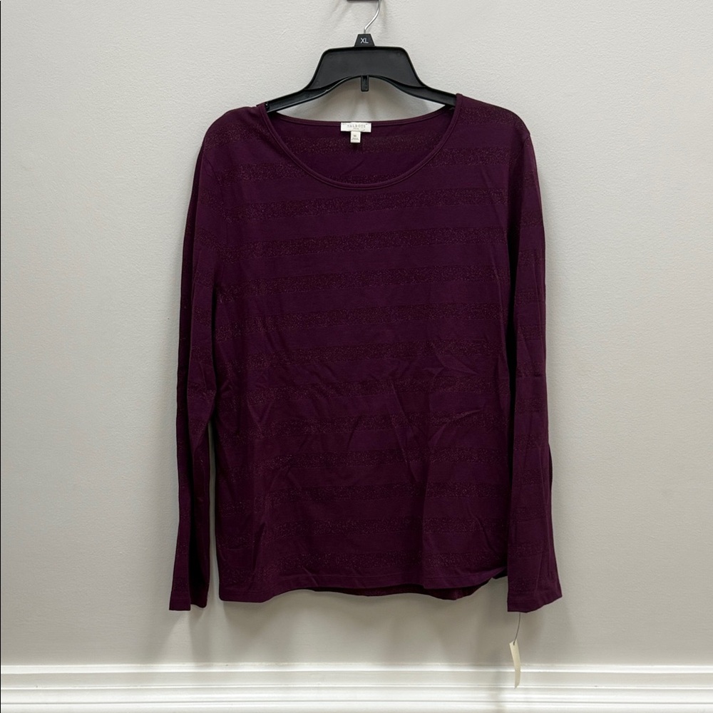 NWT Talbots Deep Purple w/Sparkle Stripes Long Sleeve Top Sz XL!